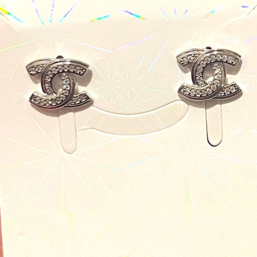 New Stainless Steel pair of Chanel look a like pushback Earrings